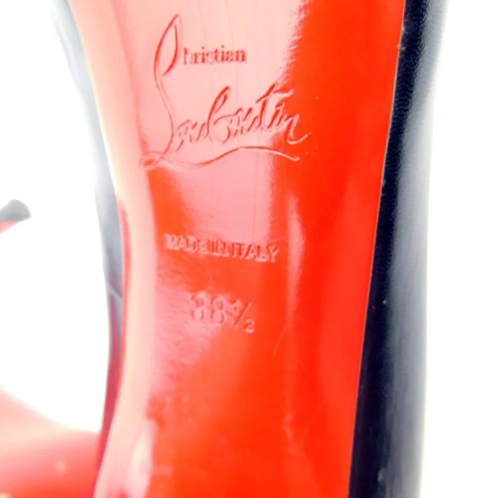 CHRISTIAN LOUBOUTIN Black Leather Peep Toe Platform Heel Pumps 38.5
